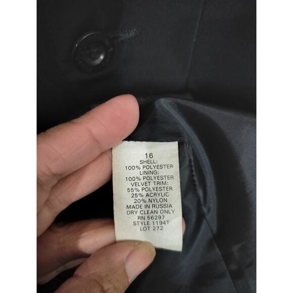 4410)Vtg 80s New York Harbor  Andrea Black Velvet Hooded Removable Liner Coat 16 - Picture 12 of 12